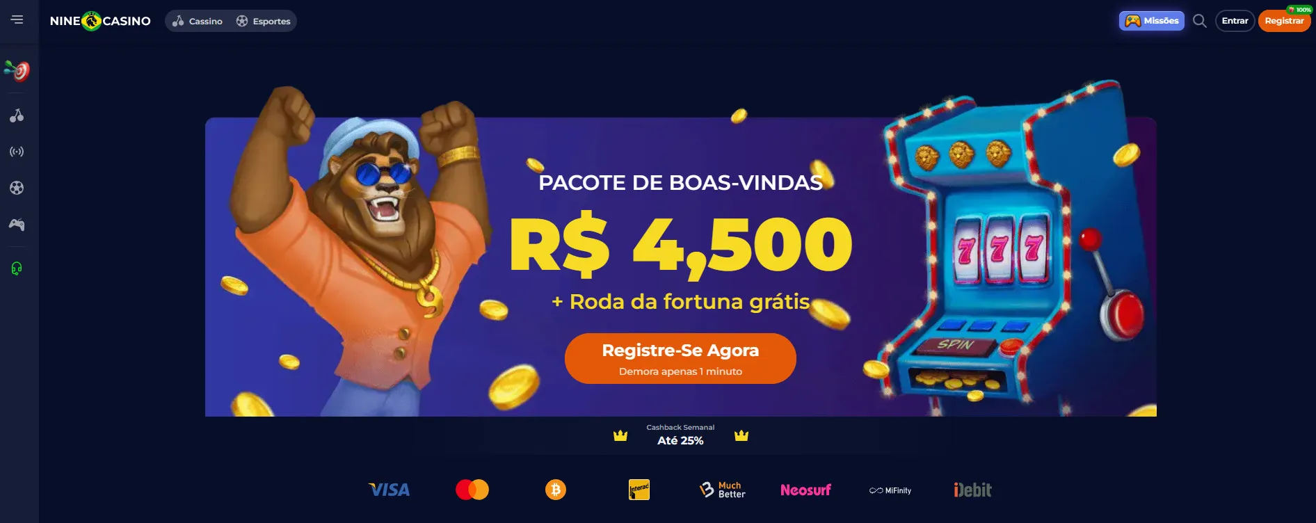 O site oficial do ninecasino